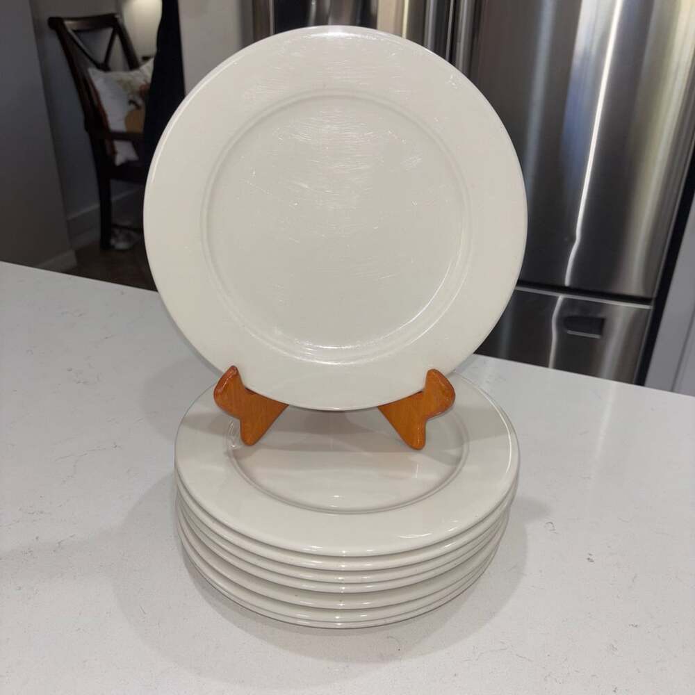 Homer Laughlin Seville White Lead Free Salad Plates 9” Set of 8
